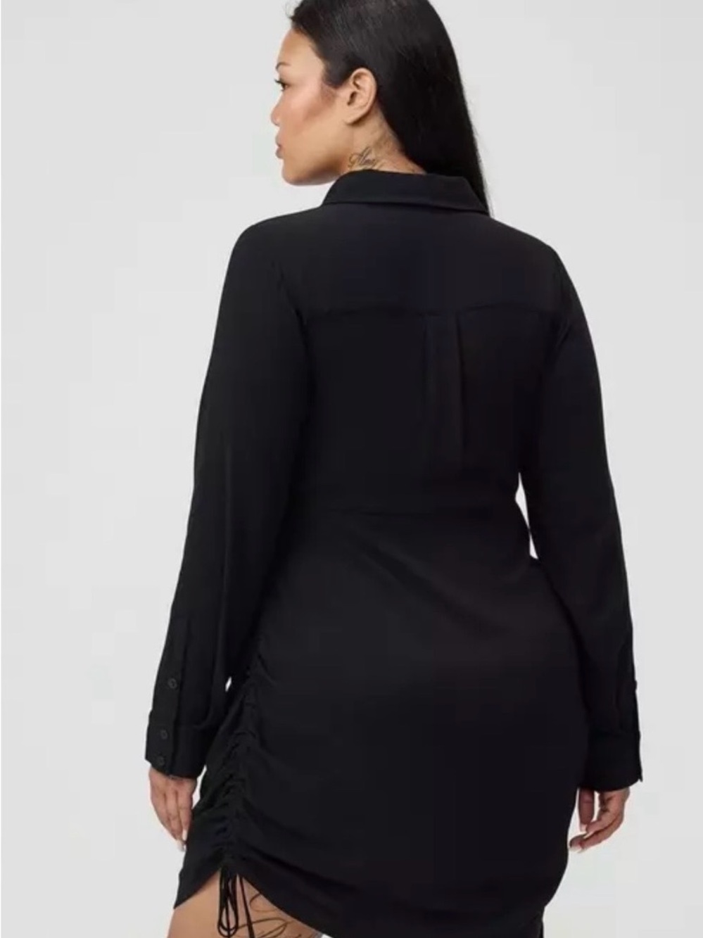TORRID Black Collared Ruched Dress - Picture 2 of 3